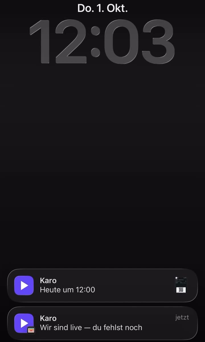 Webbyloop Push-Nachricht auf dem iPhone-Sperrbildschirm zum Webinarstart